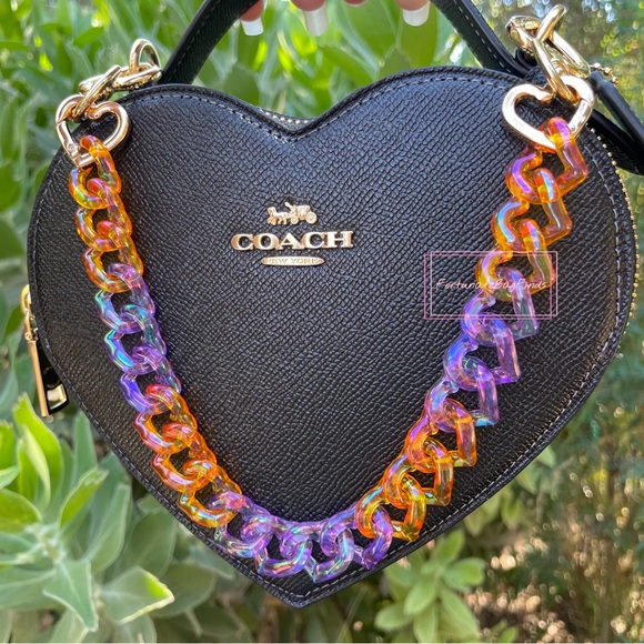 Halloween Orange Purple Triple Hearts Bag Purse Novelty Resin Chain Charm Strap - Picture 11 of 14